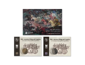 Zestaw Etui Anniversary oraz dwa numizmaty Bitwy pod Legnicą 